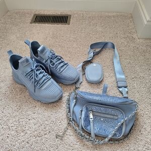 Steve Madden Maxima Sneakers and Crossbody Bag, Blue, Women's Size 12